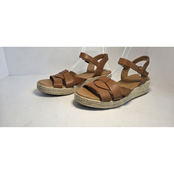 White Mountain Espadrille Sandals Dapper Size 8 Light Brown Adjustable Closure - Picture 1 of 8